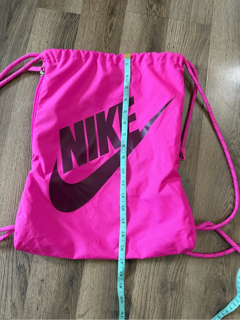 Nike Kids Hot Pink Drawstring Gym Sack with Black Logo Heritage Sackpack